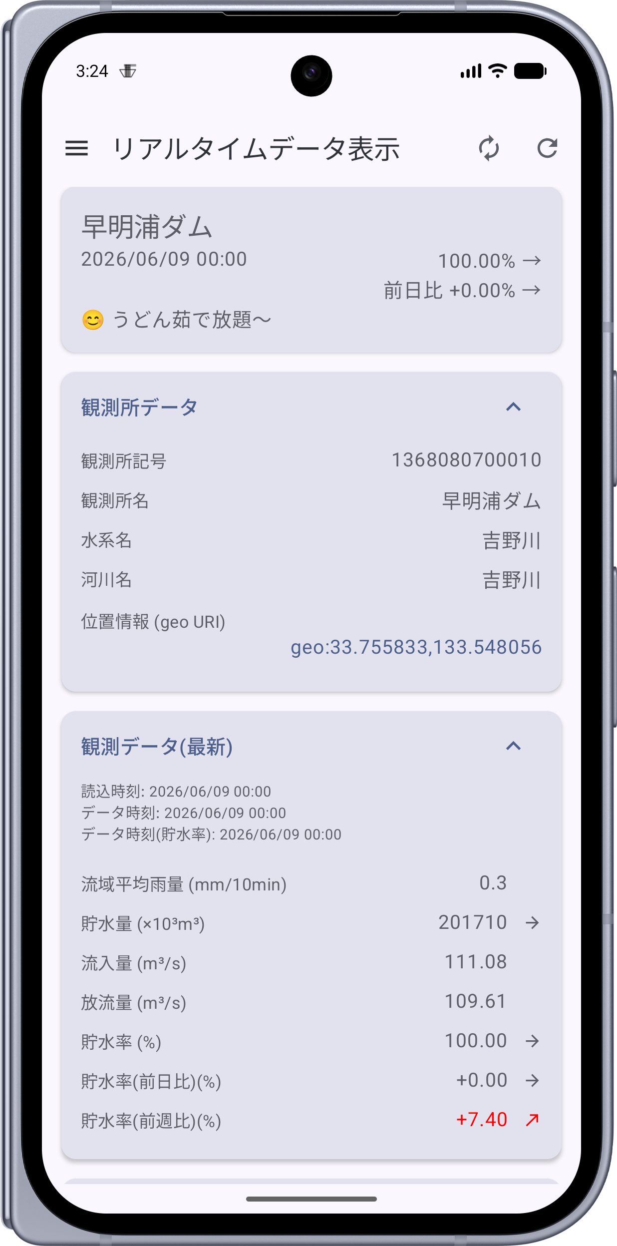 リアルタイムデータ表示(スマートフォン)
